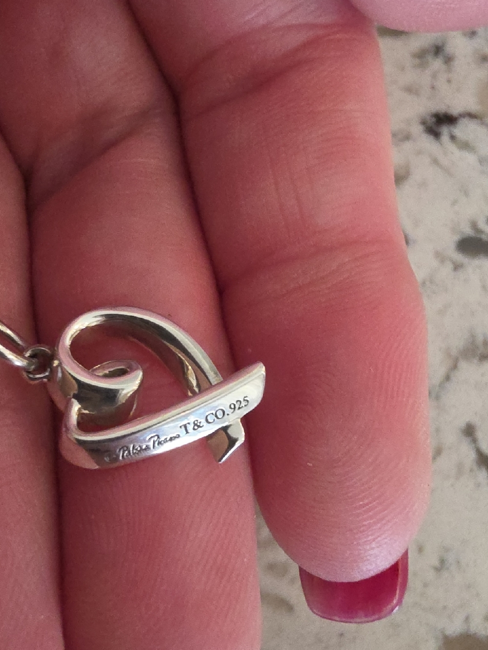Tiffany & Co. Silver Ribbon Heart Pendant